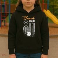 Mens Baseball Coach Dad Like A Normal Dad Only Cooler USA Flag Kids Hoodie thumb 3