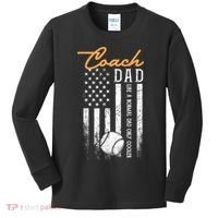 Mens Baseball Coach Dad Like A Normal Dad Only Cooler USA Flag Kids Long Sleeve Shirt thumb 0