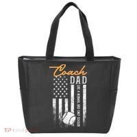 Mens Baseball Coach Dad Like A Normal Dad Only Cooler USA Flag Tote Bag thumb 0