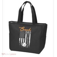 Mens Baseball Coach Dad Like A Normal Dad Only Cooler USA Flag Tote Bag thumb 3