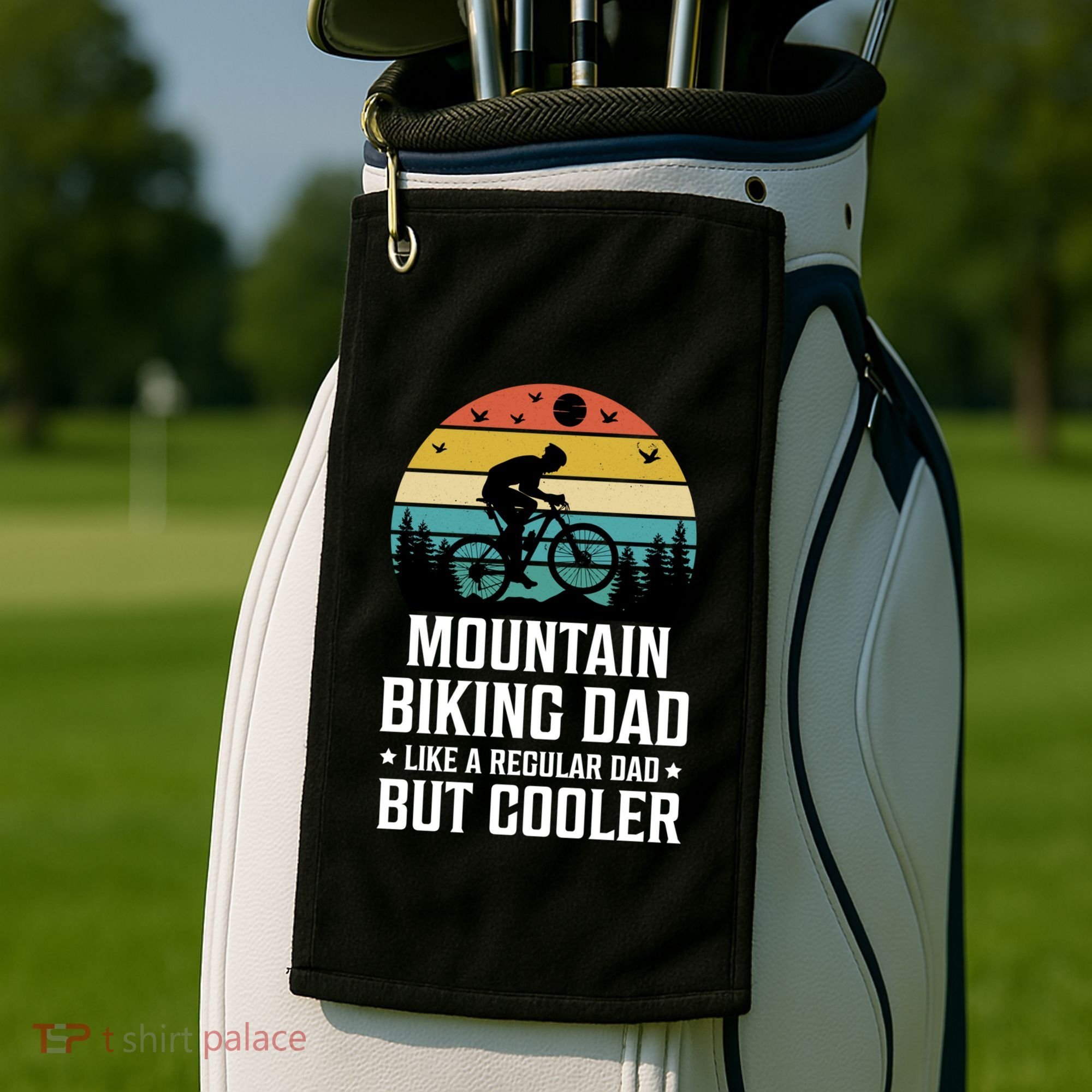 Mountain Biking Dad Like A Regular Dad But Cooler Gift Golf Towel