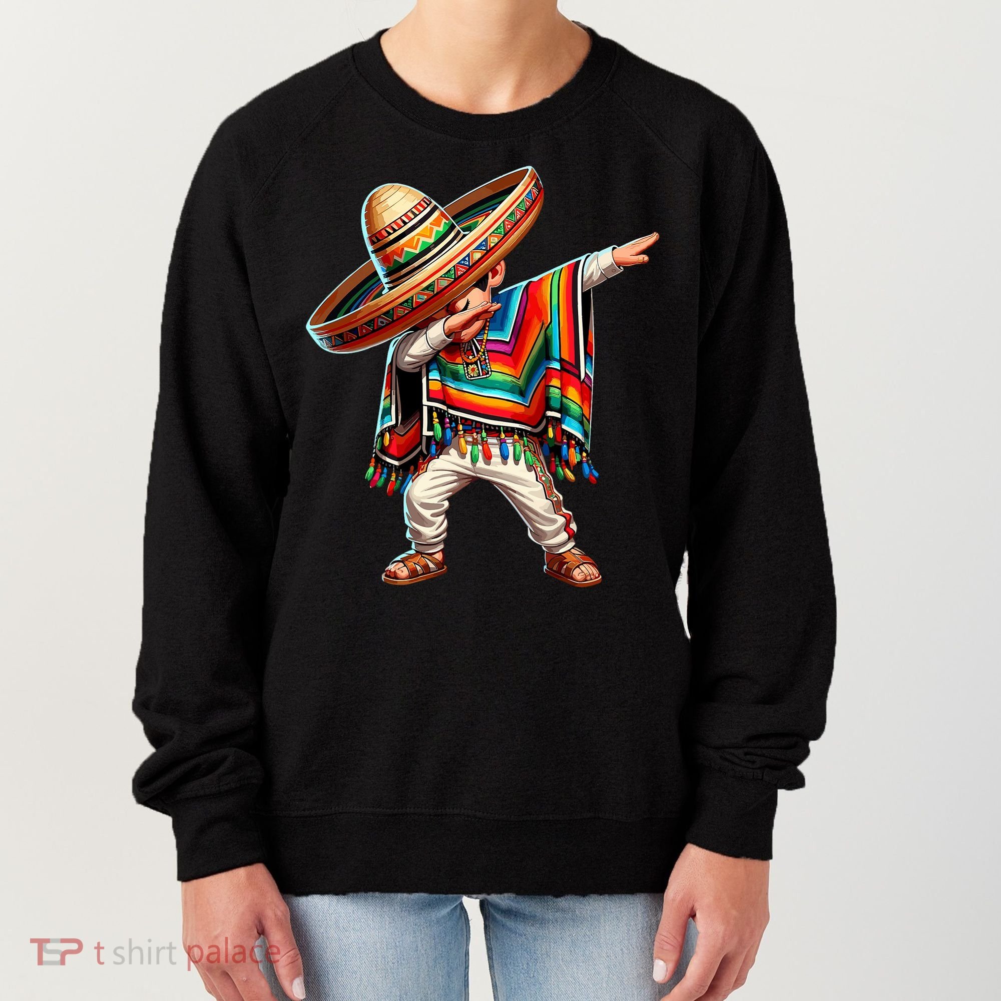 Mexican Boy Dabbing Poncho Cinco De Mayo T Women's Sweatshirt