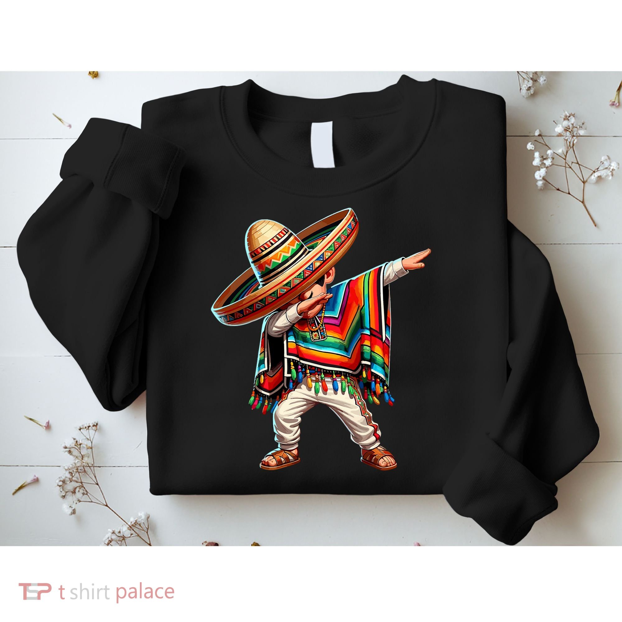 Mexican Boy Dabbing Poncho Cinco De Mayo T Sweatshirt