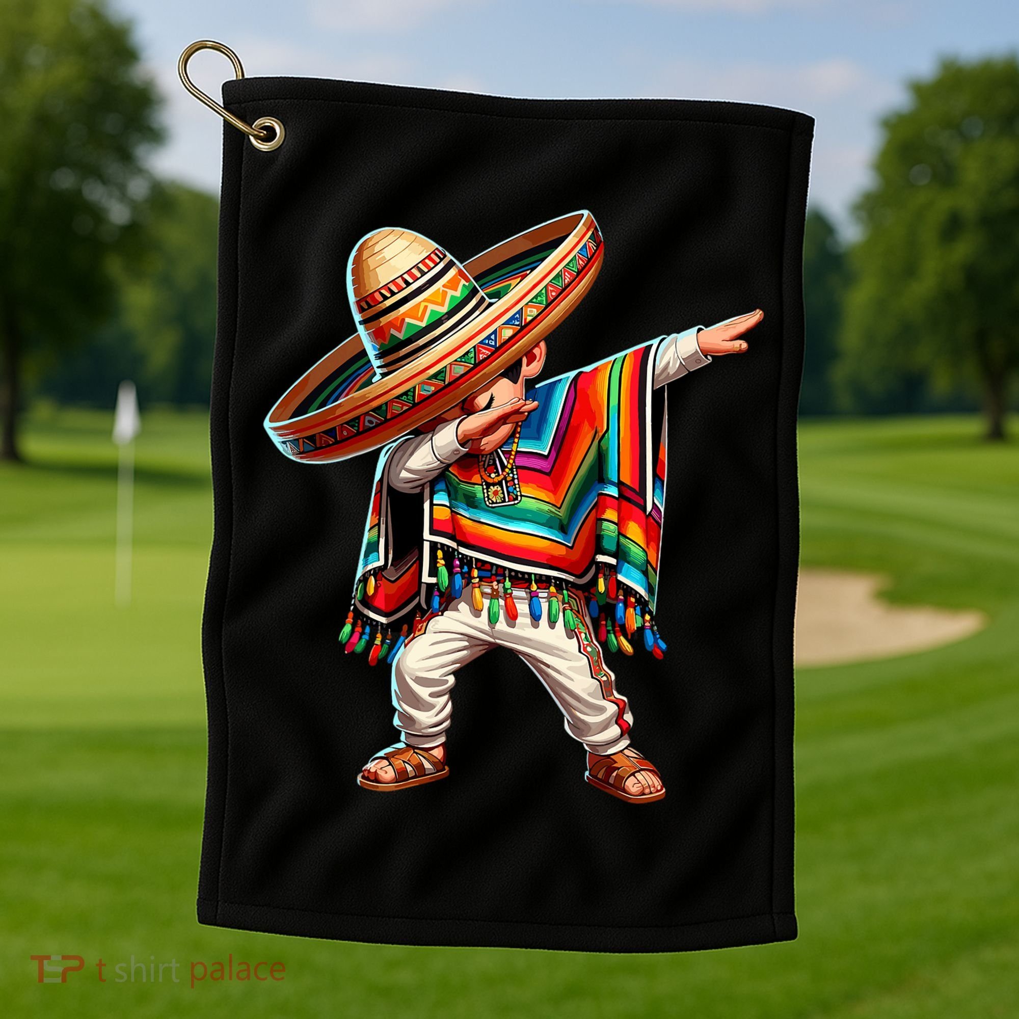 Mexican Boy Dabbing Poncho Cinco De Mayo T Golf Towel
