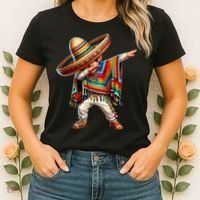 Mexican Boy Dabbing Poncho Cinco De Mayo T Women's T-Shirt thumb 2