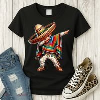 Mexican Boy Dabbing Poncho Cinco De Mayo T Women's T-Shirt thumb 3