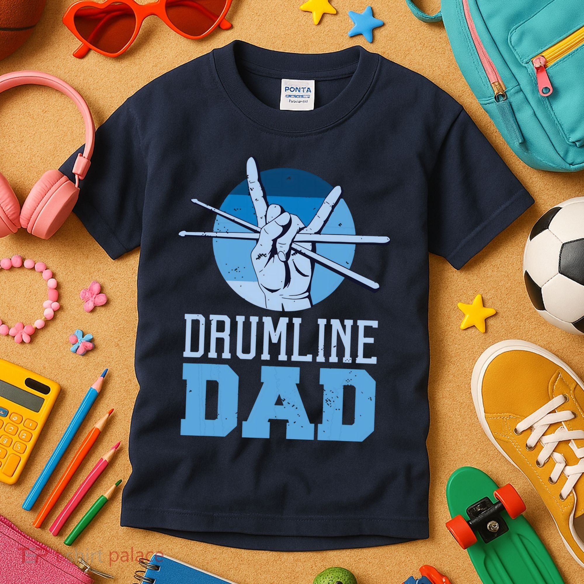 Marching Band Drum Major Drumline Dad Kids T-Shirt