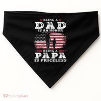 Mens Being Dad Is An Honor Being Papa Is Priceless USA Flag USA-Made Doggie Bandana thumb 0