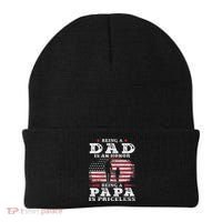 Mens Being Dad Is An Honor Being Papa Is Priceless USA Flag Beanie thumb 0