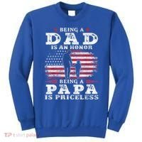 Mens Being Dad Is An Honor Being Papa Is Priceless USA Flag Sweatshirt thumb 0