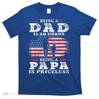 Mens Being Dad Is An Honor Being Papa Is Priceless USA Flag T-Shirt thumb 0