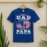 Mens Being Dad Is An Honor Being Papa Is Priceless USA Flag T-Shirt thumb 2