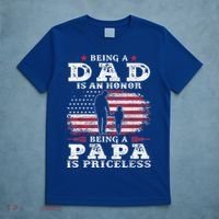 Mens Being Dad Is An Honor Being Papa Is Priceless USA Flag T-Shirt thumb 5