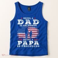 Mens Being Dad Is An Honor Being Papa Is Priceless USA Flag Tank Top thumb 2