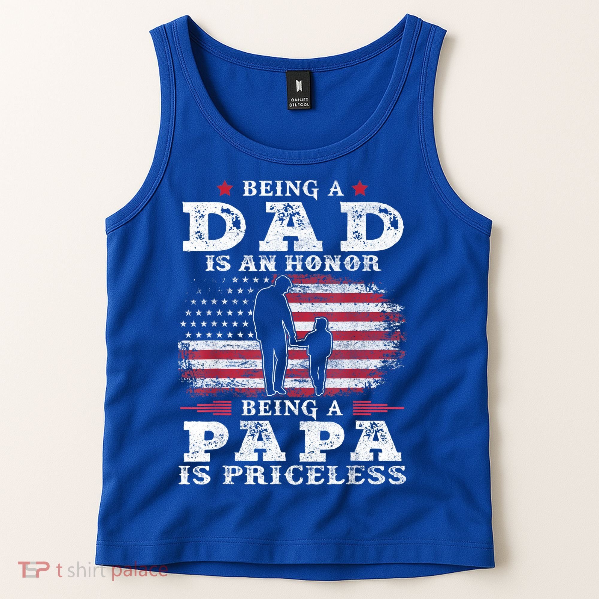 Mens Being Dad Is An Honor Being Papa Is Priceless USA Flag Tank Top
