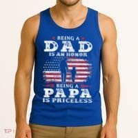 Mens Being Dad Is An Honor Being Papa Is Priceless USA Flag Tank Top thumb 3