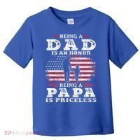 Mens Being Dad Is An Honor Being Papa Is Priceless USA Flag Toddler T-Shirt thumb 0