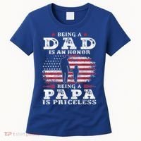 Mens Being Dad Is An Honor Being Papa Is Priceless USA Flag Women's T-Shirt thumb 0