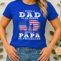 Mens Being Dad Is An Honor Being Papa Is Priceless USA Flag Women's T-Shirt thumb 2