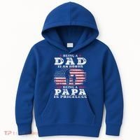 Mens Being Dad Is An Honor Being Papa Is Priceless USA Flag Kids Hoodie thumb 0