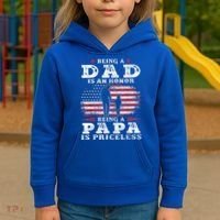 Mens Being Dad Is An Honor Being Papa Is Priceless USA Flag Kids Hoodie thumb 3