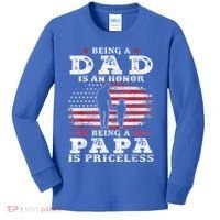 Mens Being Dad Is An Honor Being Papa Is Priceless USA Flag Kids Long Sleeve Shirt thumb 0