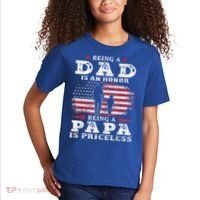 Mens Being Dad Is An Honor Being Papa Is Priceless USA Flag Kids T-Shirt thumb 2