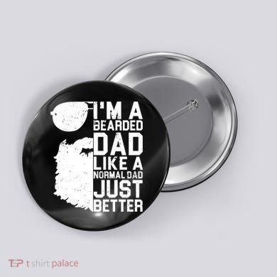 Mens Bearded Dad Shirt Funny Beard Humor Father's Day Gift Idea Button