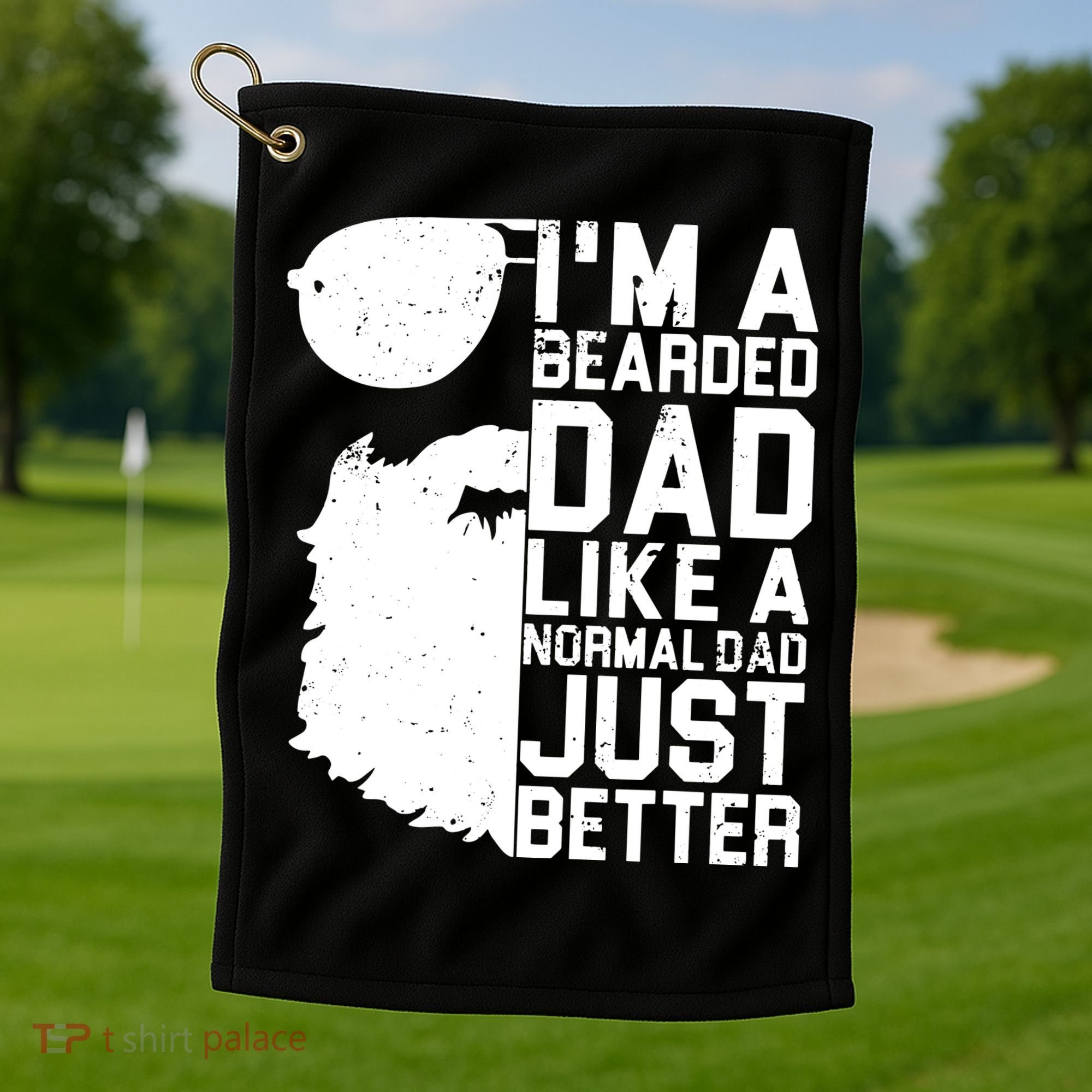 Mens Bearded Dad Shirt Funny Beard Humor Father's Day Gift Idea Golf Towel