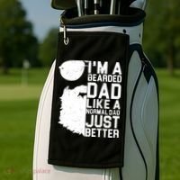 Mens Bearded Dad Shirt Funny Beard Humor Father's Day Gift Idea Golf Towel thumb 2