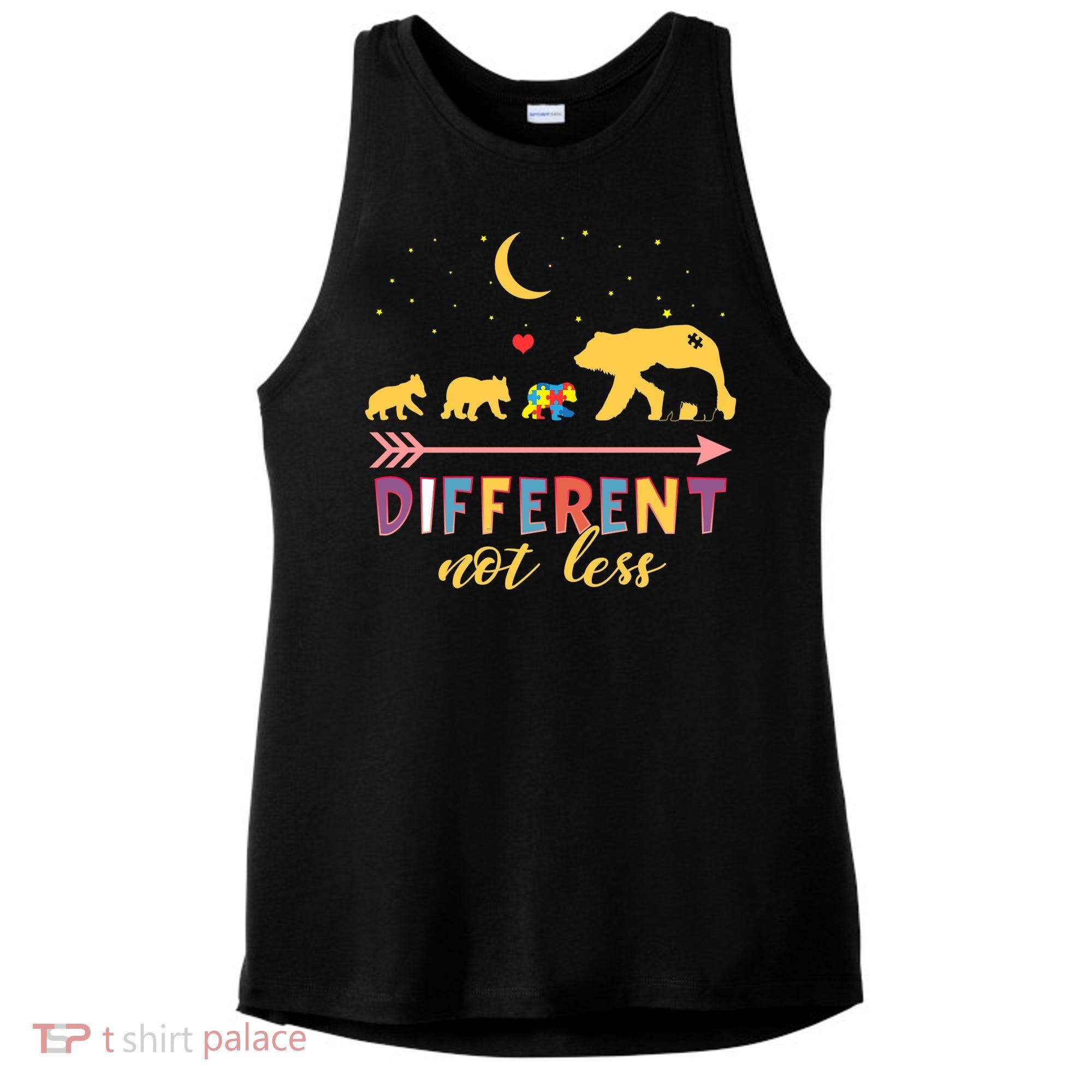 Mama Bear Different Not Less Autism Awareness Ladies PosiCharge Tri-Blend Wicking Tank