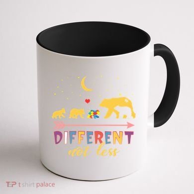 Mama Bear Different Not Less Autism Awareness Coffee Mug back