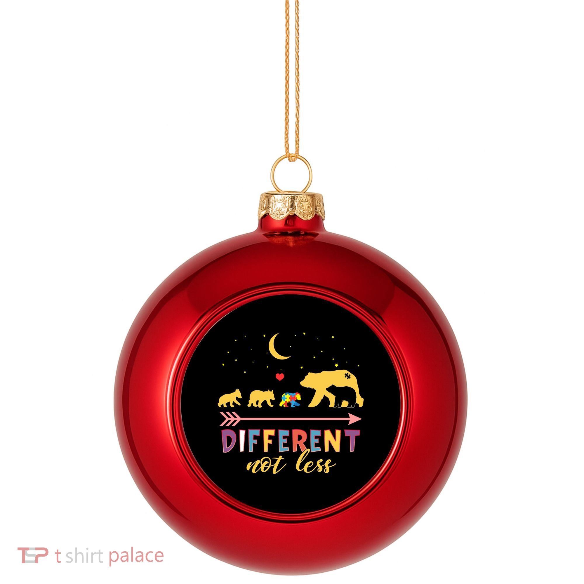 Mama Bear Different Not Less Autism Awareness Plastic Christmas Ball Ornament
