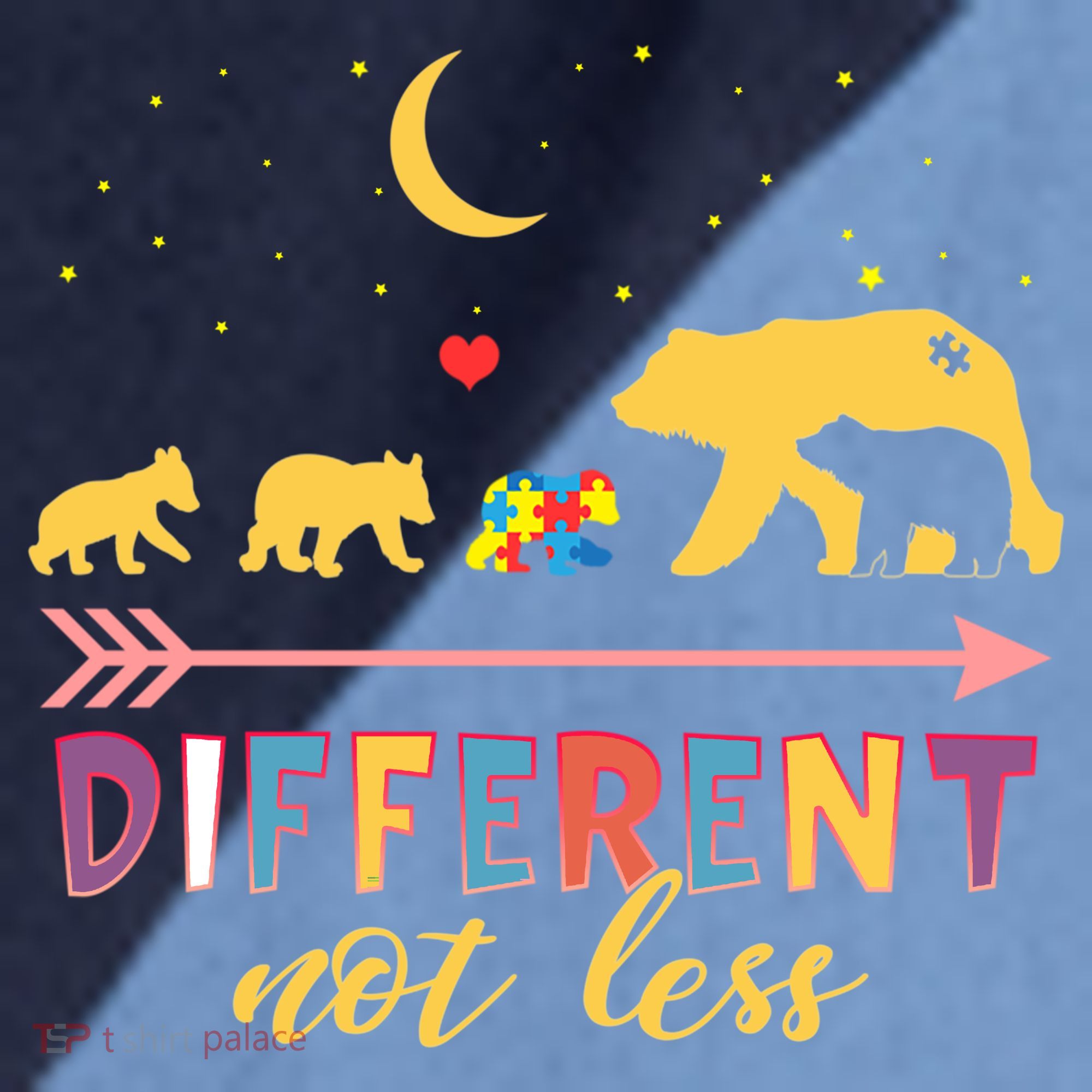 Mama Bear Different Not Less Autism Awareness Raglan Baseball Sleeve Shirt