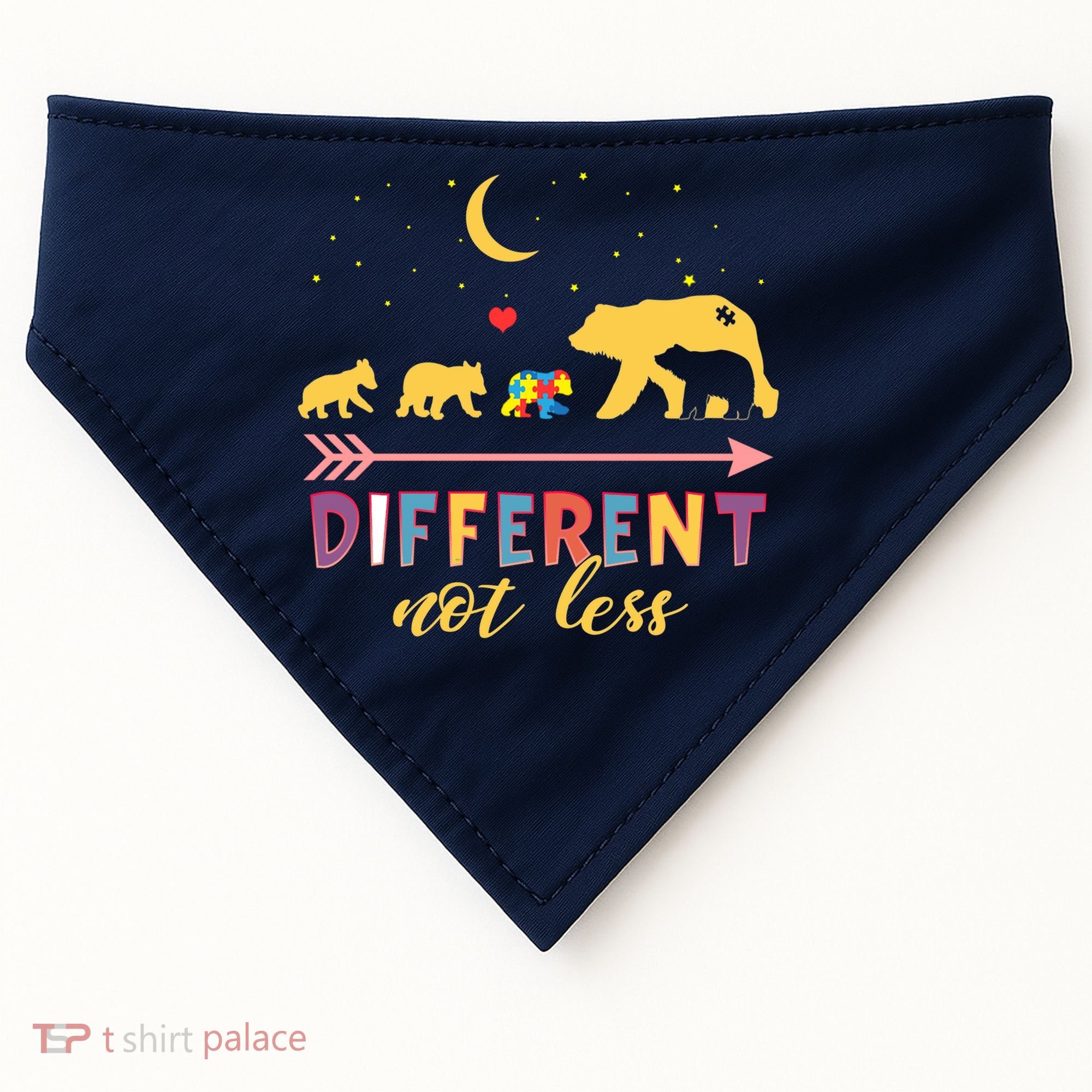 Mama Bear Different Not Less Autism Awareness USA-Made Doggie Bandana