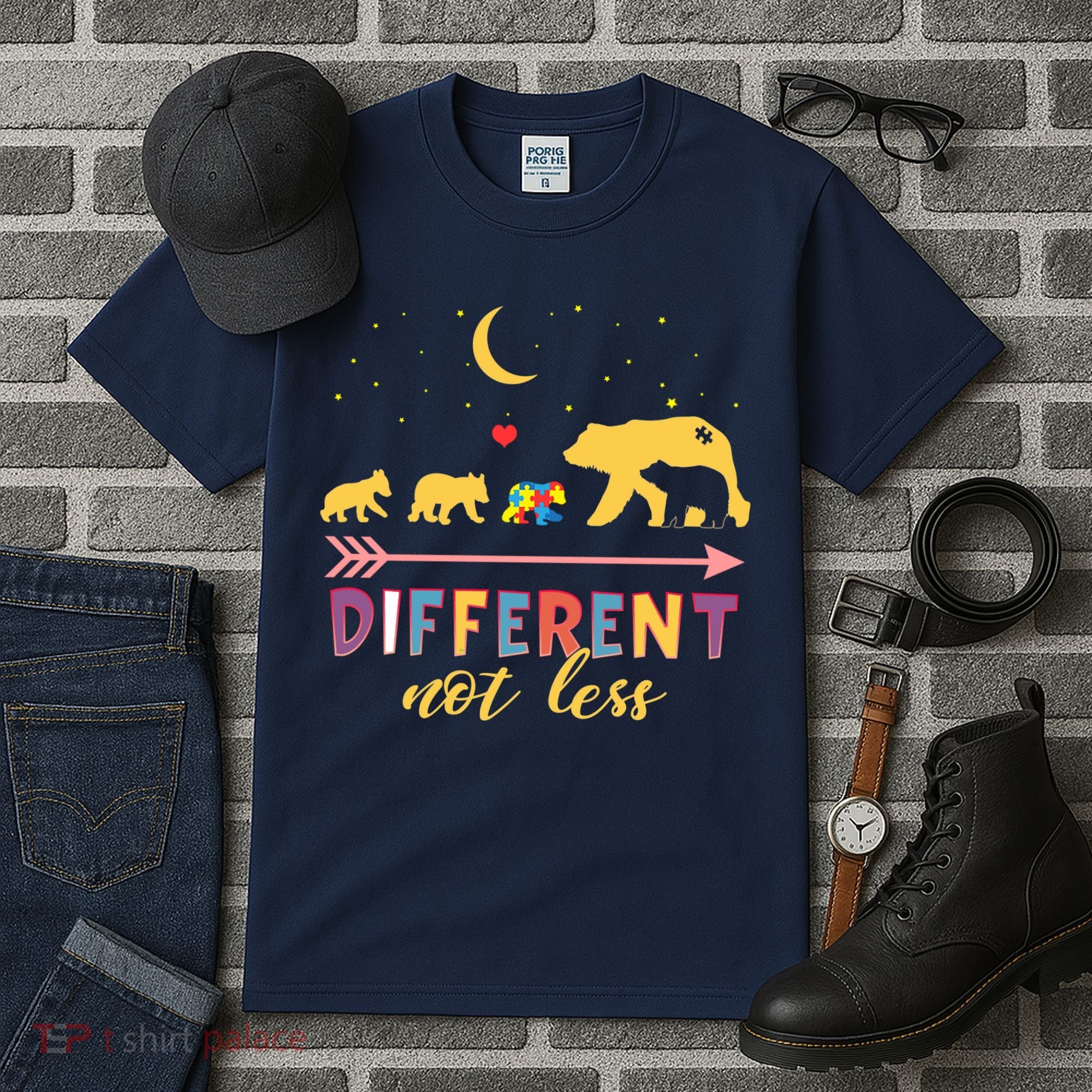 Mama Bear Different Not Less Autism Awareness Tall T-Shirt