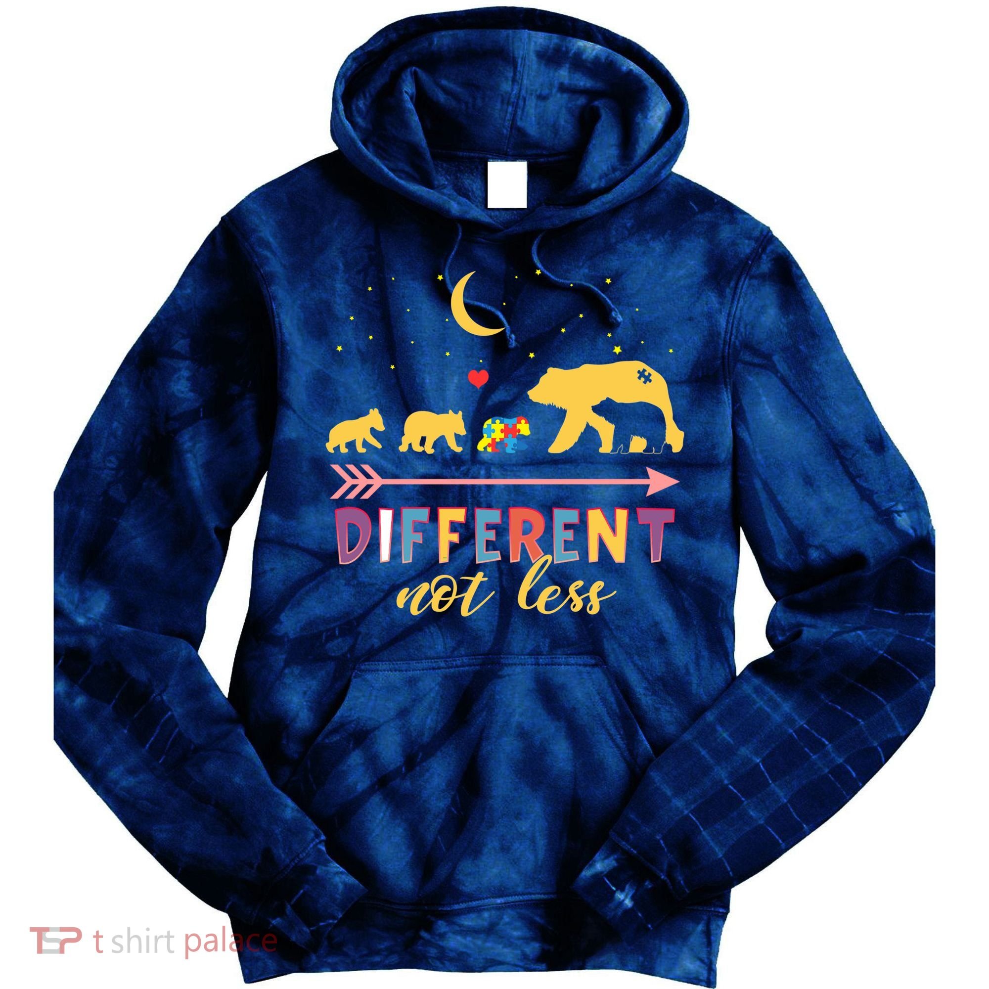 Mama Bear Different Not Less Autism Awareness Tie Dye Hoodie