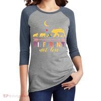 Mama Bear Different Not Less Autism Awareness Women's Tri-Blend 3/4-Sleeve Raglan Shirt thumb 2