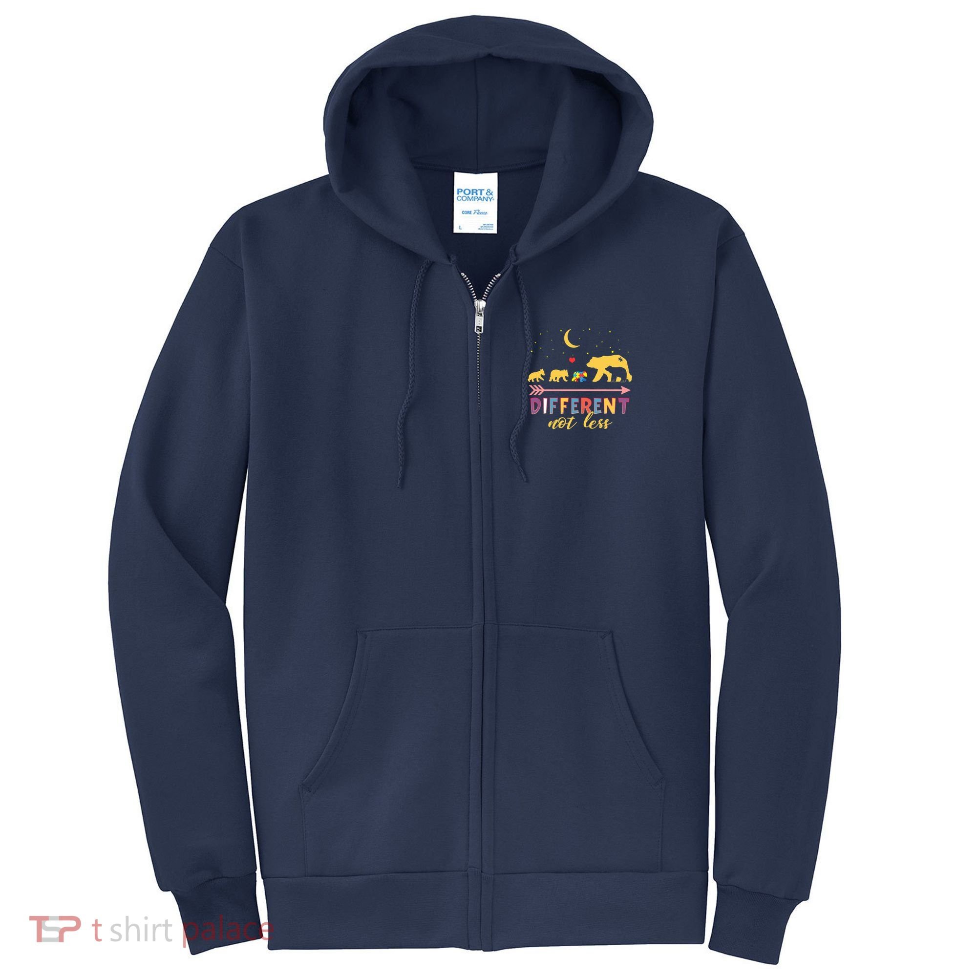 Mama Bear Different Not Less Autism Awareness Full Zip Hoodie