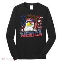 Merica Bald Eagle Mullet 4th Of July American Flag Patriotic Long Sleeve Shirt thumb 0