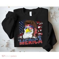 Merica Bald Eagle Mullet 4th Of July American Flag Patriotic Sweatshirt thumb 2