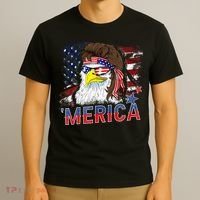 Merica Bald Eagle Mullet 4th Of July American Flag Patriotic T-Shirt thumb 3