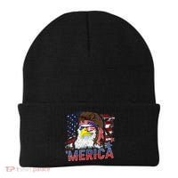 Merica Bald Eagle Mullet 4th Of July American Flag Patriotic Beanie thumb 0