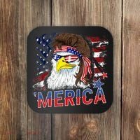 Merica Bald Eagle Mullet 4th Of July American Flag Patriotic Coaster thumb 0