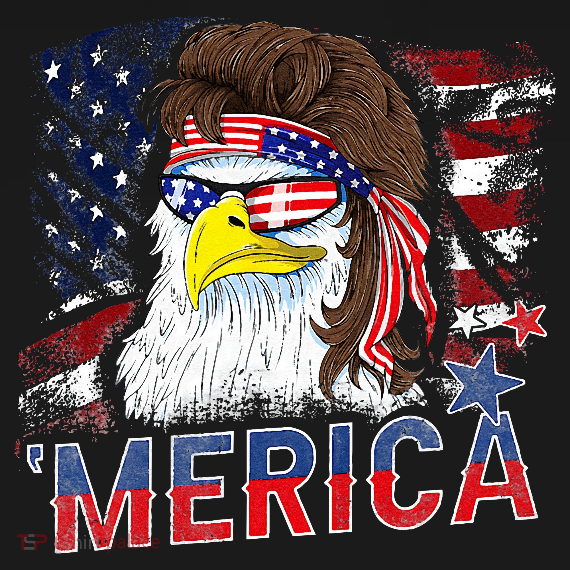 Merica Bald Eagle Mullet 4th Of July American Flag Patriotic Women's Hoodie