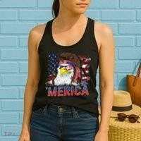 Merica Bald Eagle Mullet 4th Of July American Flag Patriotic Women's Tank Top thumb 2