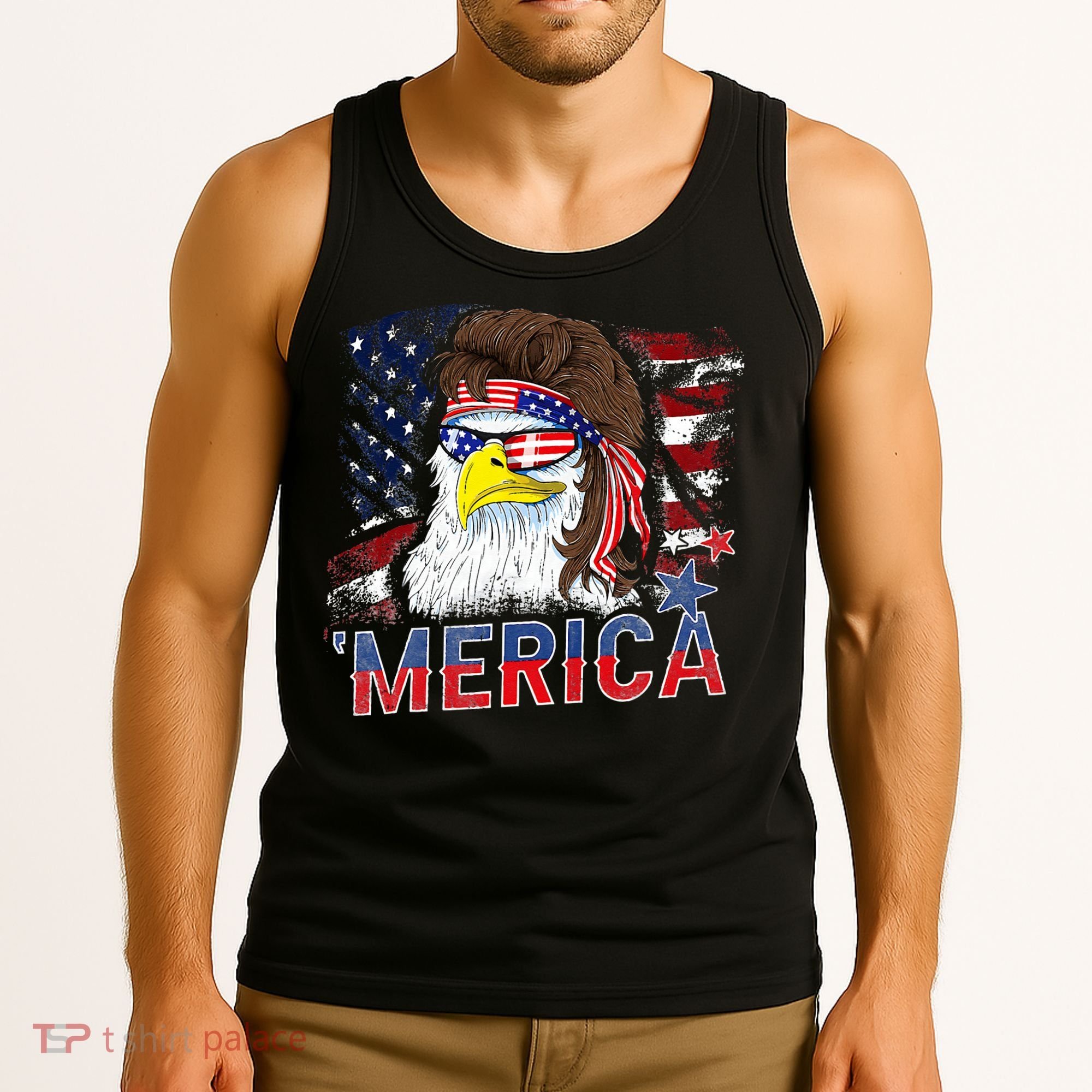 Merica Bald Eagle Mullet 4th Of July American Flag Patriotic Tank Top