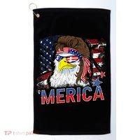Merica Bald Eagle Mullet 4th Of July American Flag Patriotic Golf Towel thumb 0