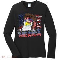 Merica Bald Eagle Mullet 4th Of July American Flag Patriotic Women's Long Sleeve Shirt thumb 0