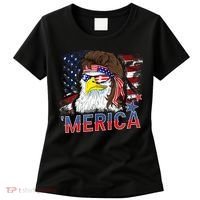 Merica Bald Eagle Mullet 4th Of July American Flag Patriotic Women's T-Shirt thumb 0